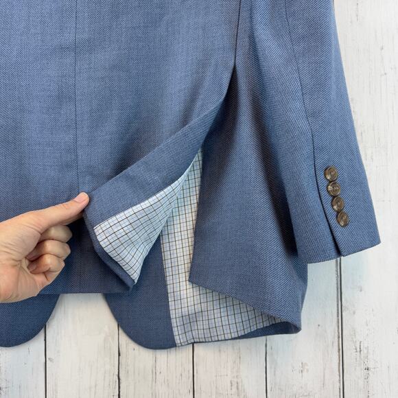 Lauren Ralph Lauren Blue Linen Blend 2 Button Single Breasted Blazer Size 42R - Picture 7 of 16